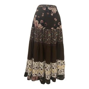 Gypsy Skirt Womens Size Small Multicolor Patchwork Boho Hippie Flowy 100% Cotton